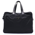 Prada Re-Nylon Saffiano Leather Triangle Logo Boston Bag Black