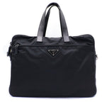 Prada Re-Nylon Saffiano Leather Triangle Logo Boston Bag Black