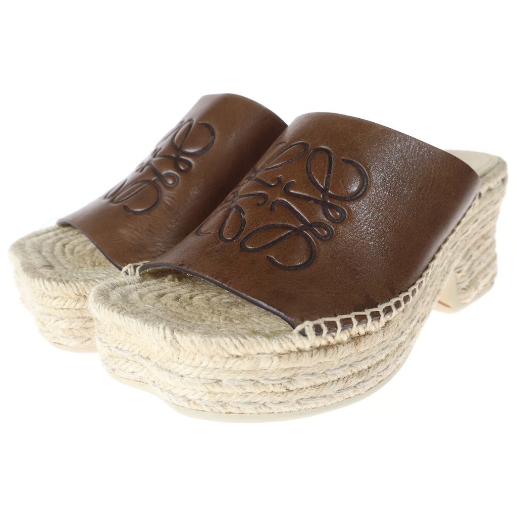 Loewe Petals Anagram Logo Espadrilles Platform Sandals Shoes Brown — view 2