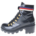 Gucci Sylvie Web Ankle Boots Black Leather