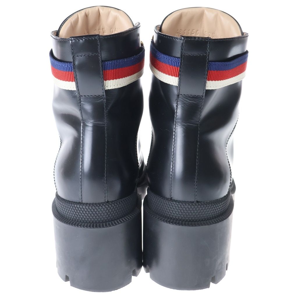 Gucci Sylvie Web Ankle Boots Black Leather — view 3
