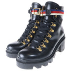 Gucci Sylvie Web Ankle Boots Black Leather — view 2