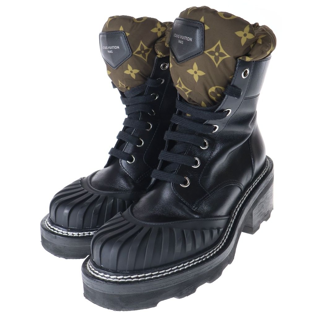 Louis Vuitton LV Bob Line Monogram Leather Lace Up Ankle Short Boots Black — view 2