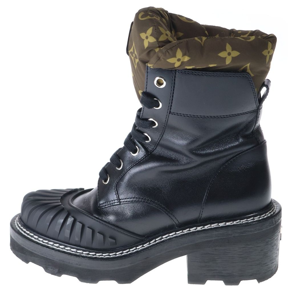Louis Vuitton LV Bob Line Monogram Leather Lace Up Ankle Short Boots Black