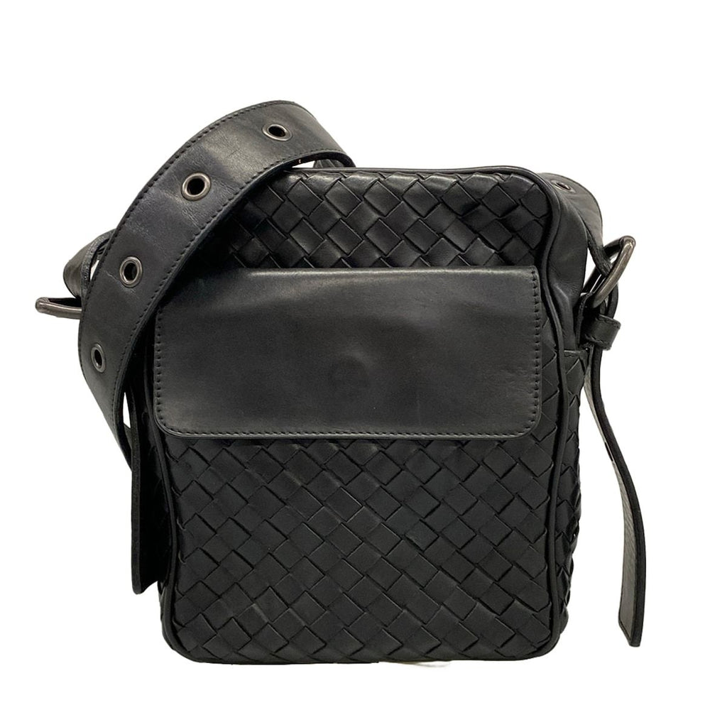 Bottega Veneta Shoulder Bag Intrecciato Black Leather