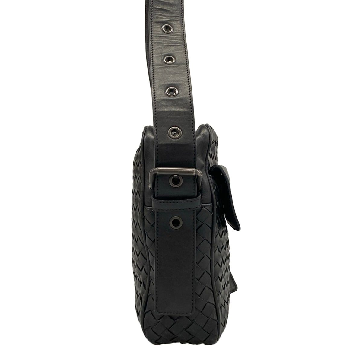 Bottega Veneta Shoulder Bag Intrecciato Black Leather — view 2