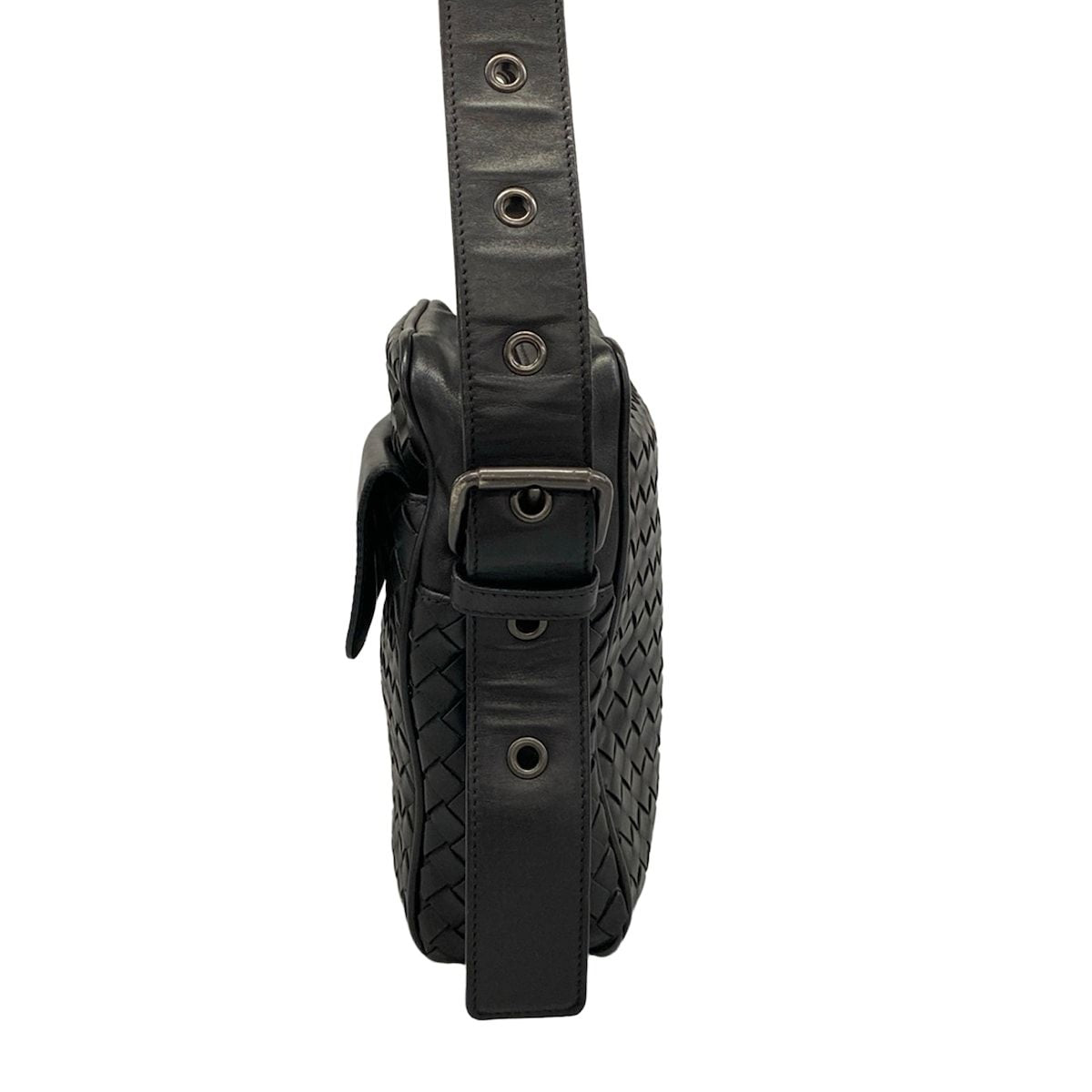 Bottega Veneta Shoulder Bag Intrecciato Black Leather — view 4