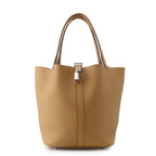 Hermes Handbag Picotin Lock MM Biscuit Silver Taurillon Clemence