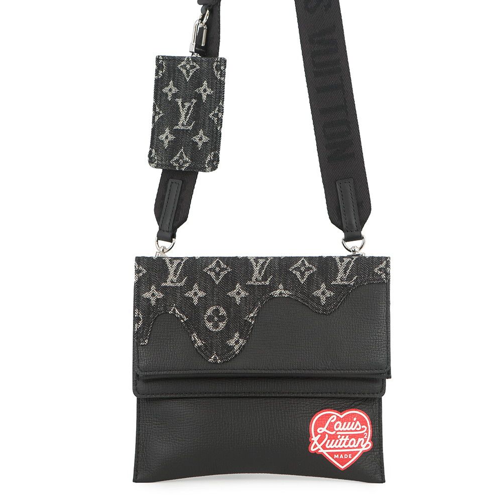 Louis Vuitton Shoulder Bag Monogram Denim Leather LV Square de Trio Pouch