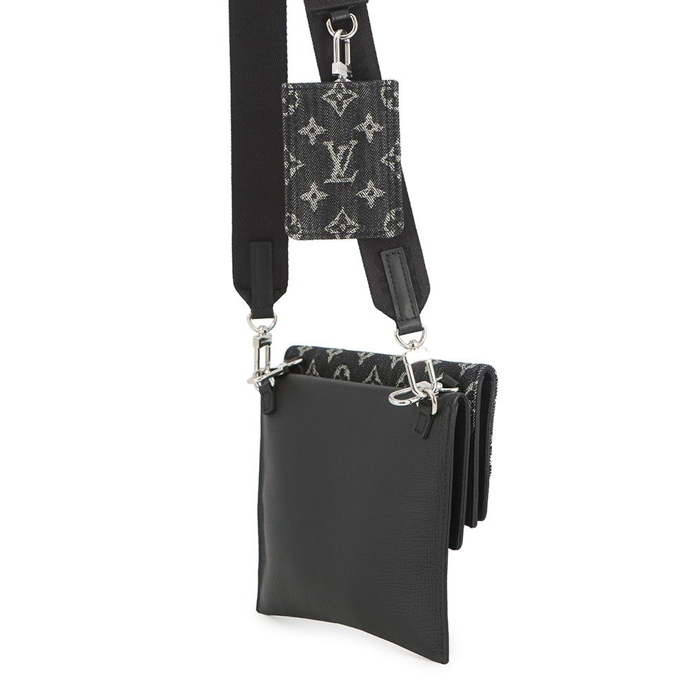 Louis Vuitton Shoulder Bag Monogram Denim Leather LV Square de Trio Pouch — view 2