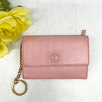 Chanel Card Case Fixed Era Fragment Key Ring Coco Button Pink — view 2