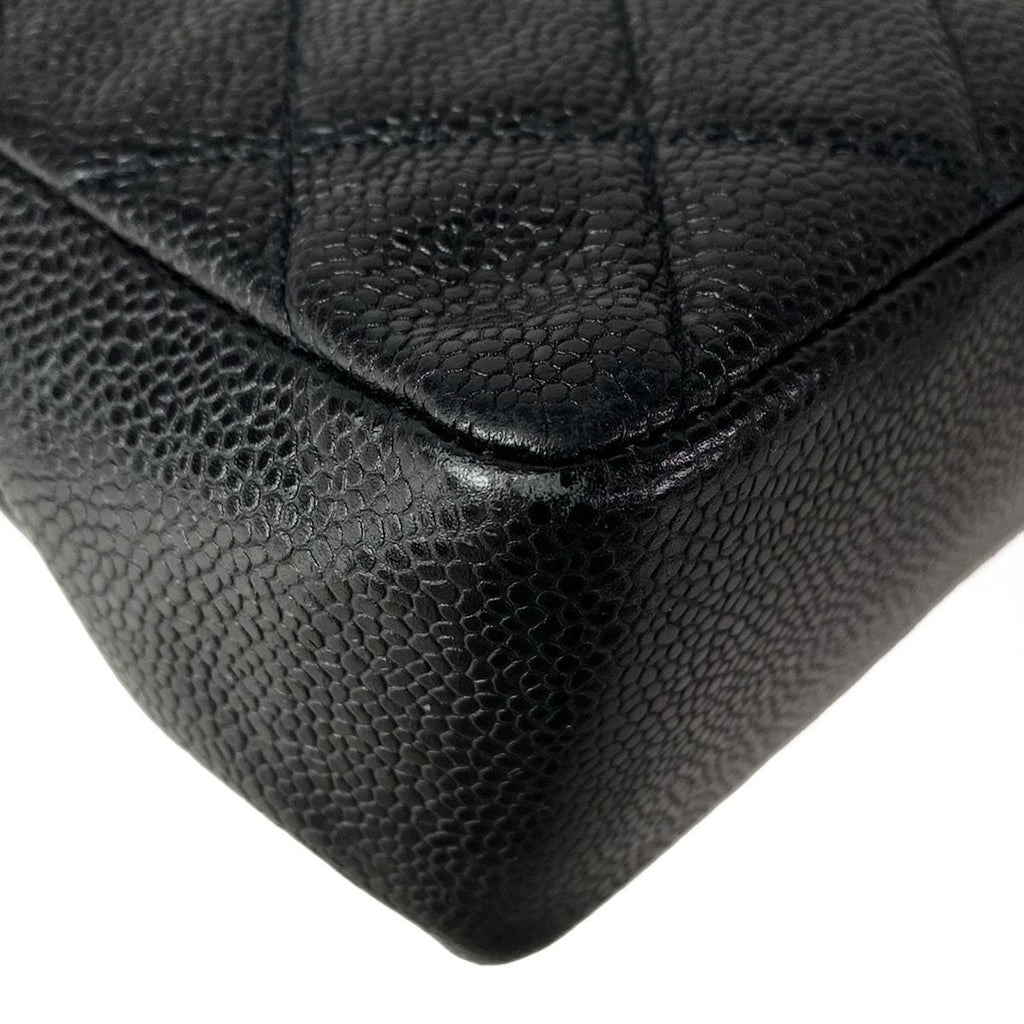 Chanel Shoulder Bag Single Flap Quilted Black Dark Brown Chain Matt Togo — view 8