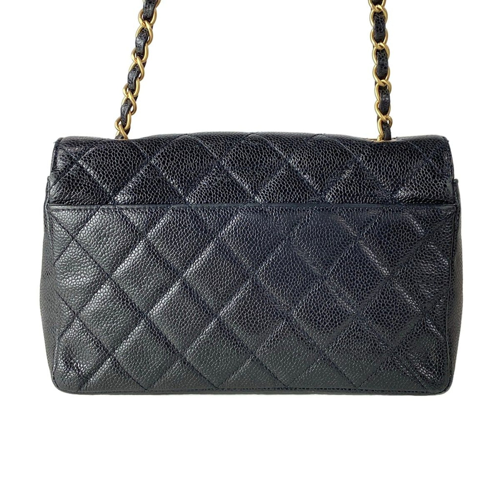 Chanel Shoulder Bag Single Flap Quilted Black Dark Brown Chain Matt Togo — view 3