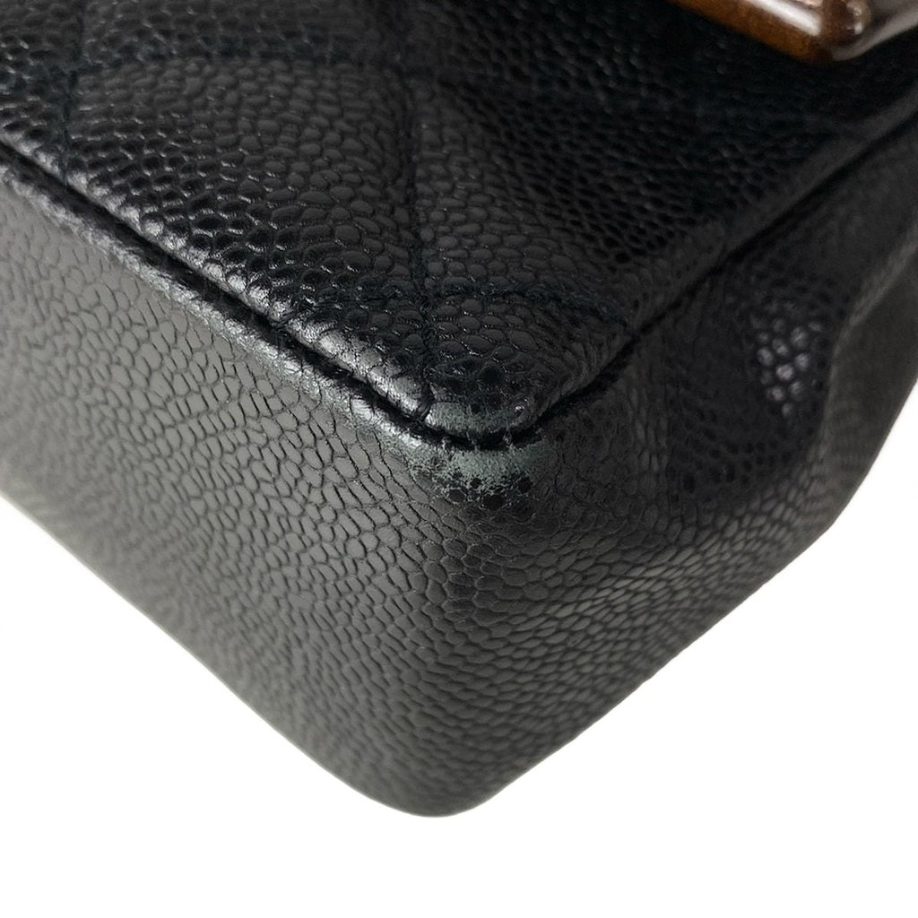 Chanel Shoulder Bag Single Flap Quilted Black Dark Brown Chain Matt Togo — view 7
