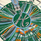 Hermes Shawl Carre Geant 140 Ivory Blue Multi Ceintures Et Liens Cashmere Silk — view 5