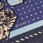 Hermes Shawl Carre 140 Geant 03 Marine Blue Ciel Blanc Harnais de Cour Cashmere — view 2