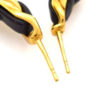 Chanel Earrings Leather Gold Black Ivory — view 4
