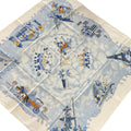 Hermes Scarf Carre 90 Light Blue White Multi les Triples de Paris
