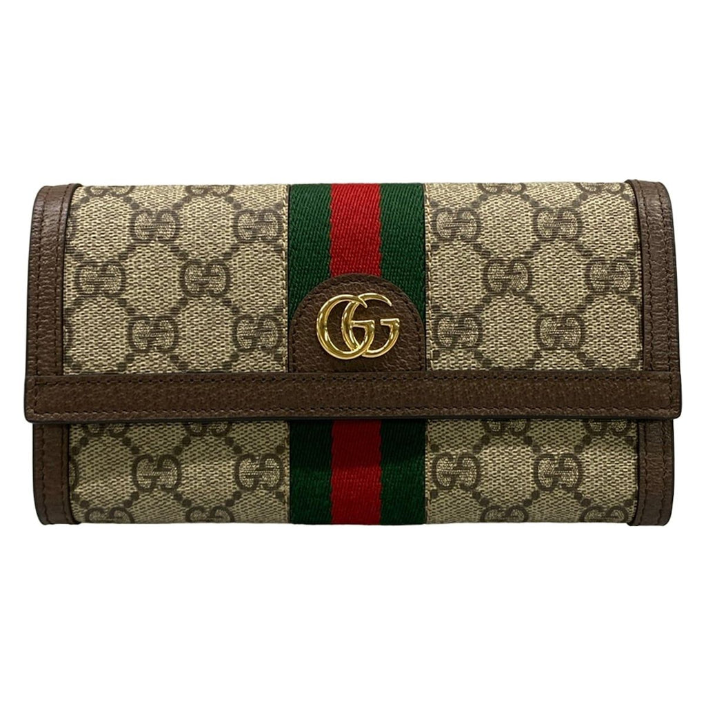 Gucci Wallet Ophidia Dark Brown Beige Multi Leather
