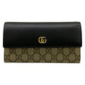 Gucci Wallet GG Marmont Continental Beige Dark Brown Black Leather
