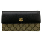 Gucci Wallet GG Marmont Continental Beige Dark Brown Black Leather