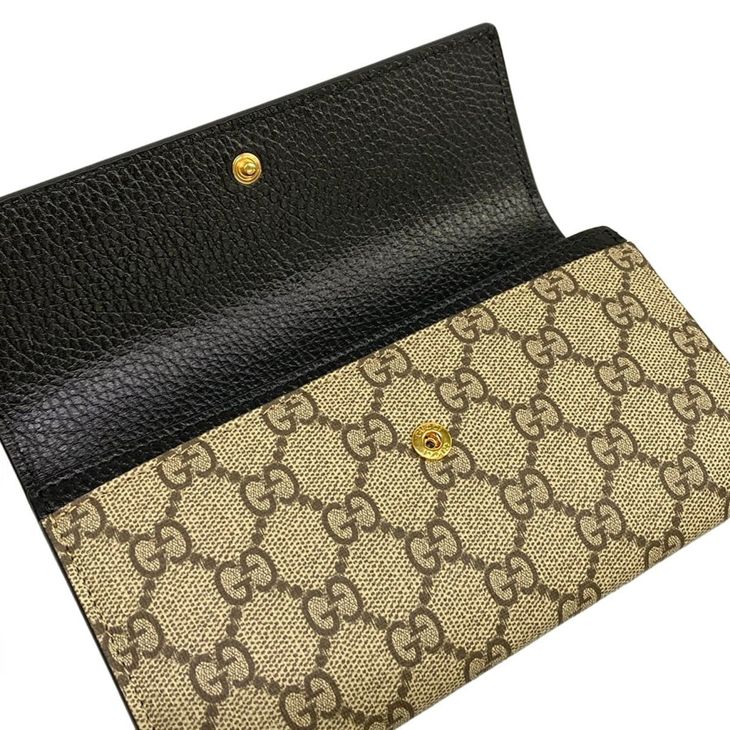 Gucci Wallet GG Marmont Continental Beige Dark Brown Black Leather — view 3