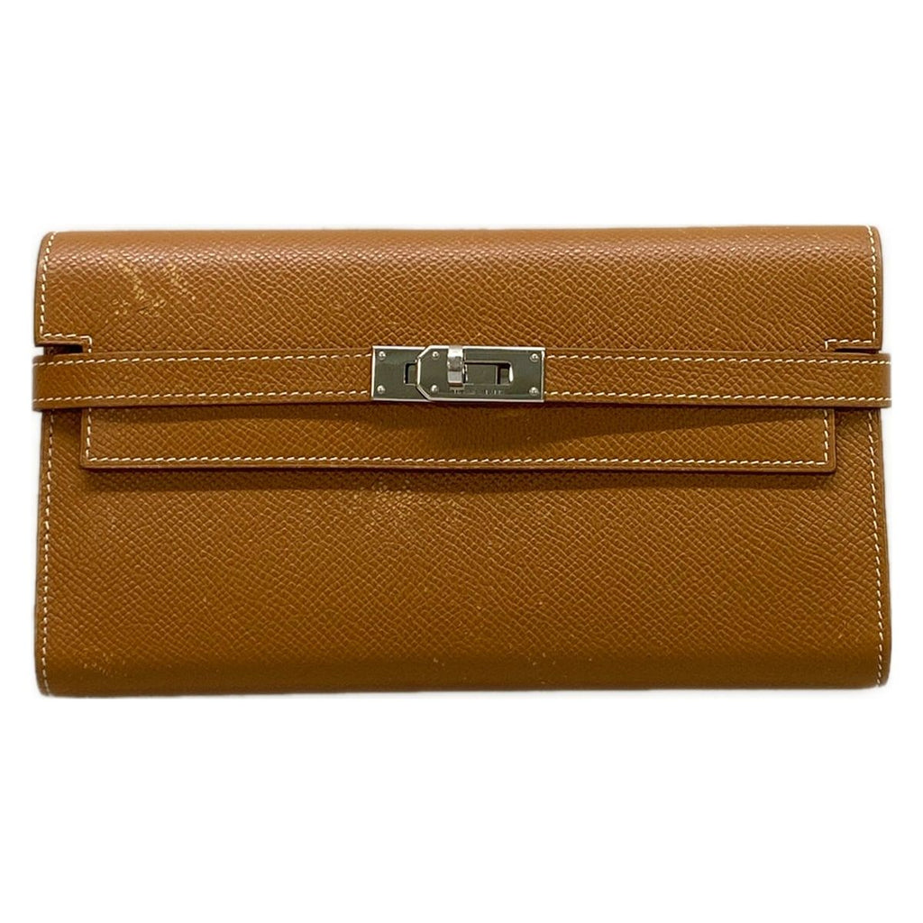 Hermes Wallet Kelly Long Gold Silver