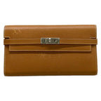 Hermes Wallet Kelly Long Gold Silver