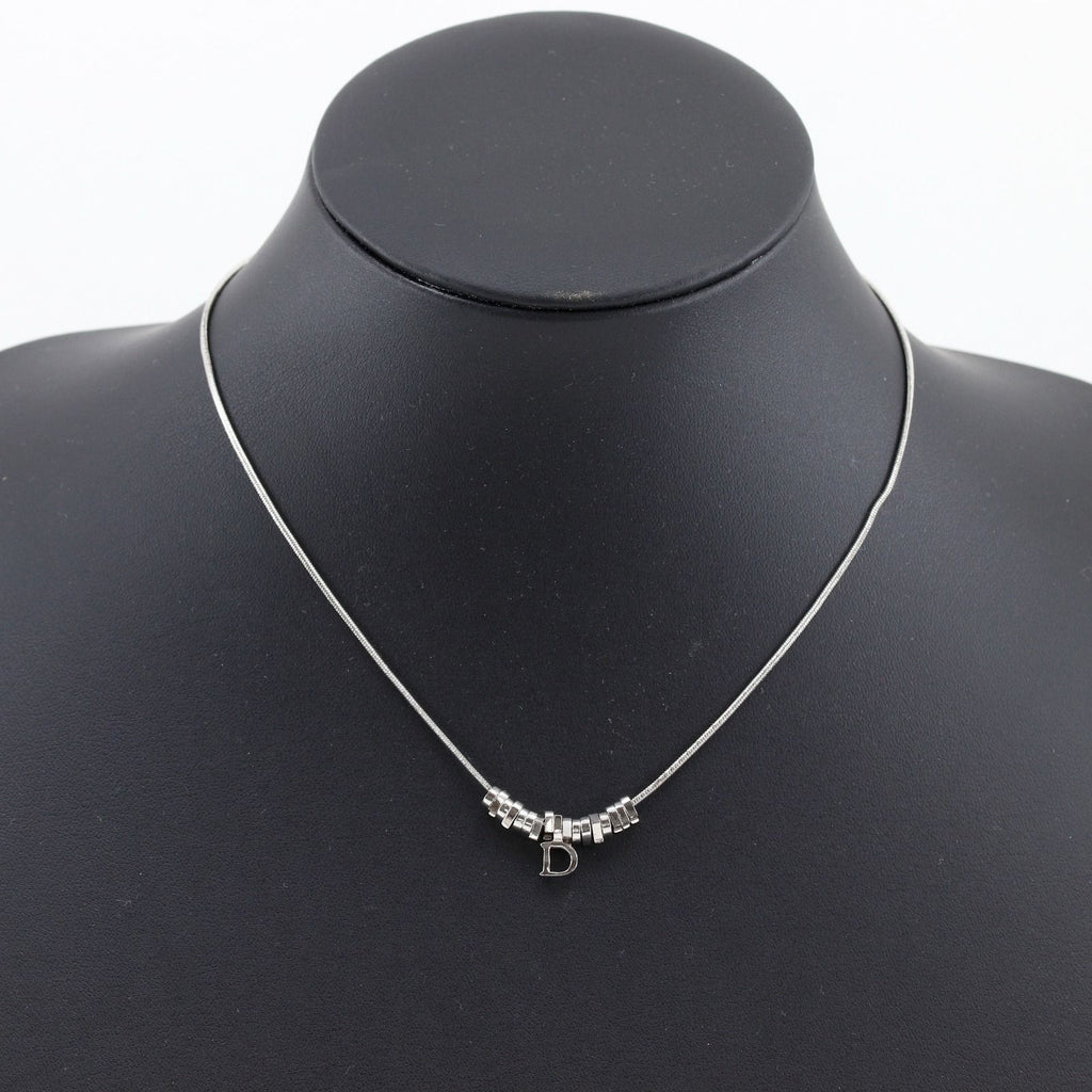 Dior D Logo Metal Silver Necklace — view 2