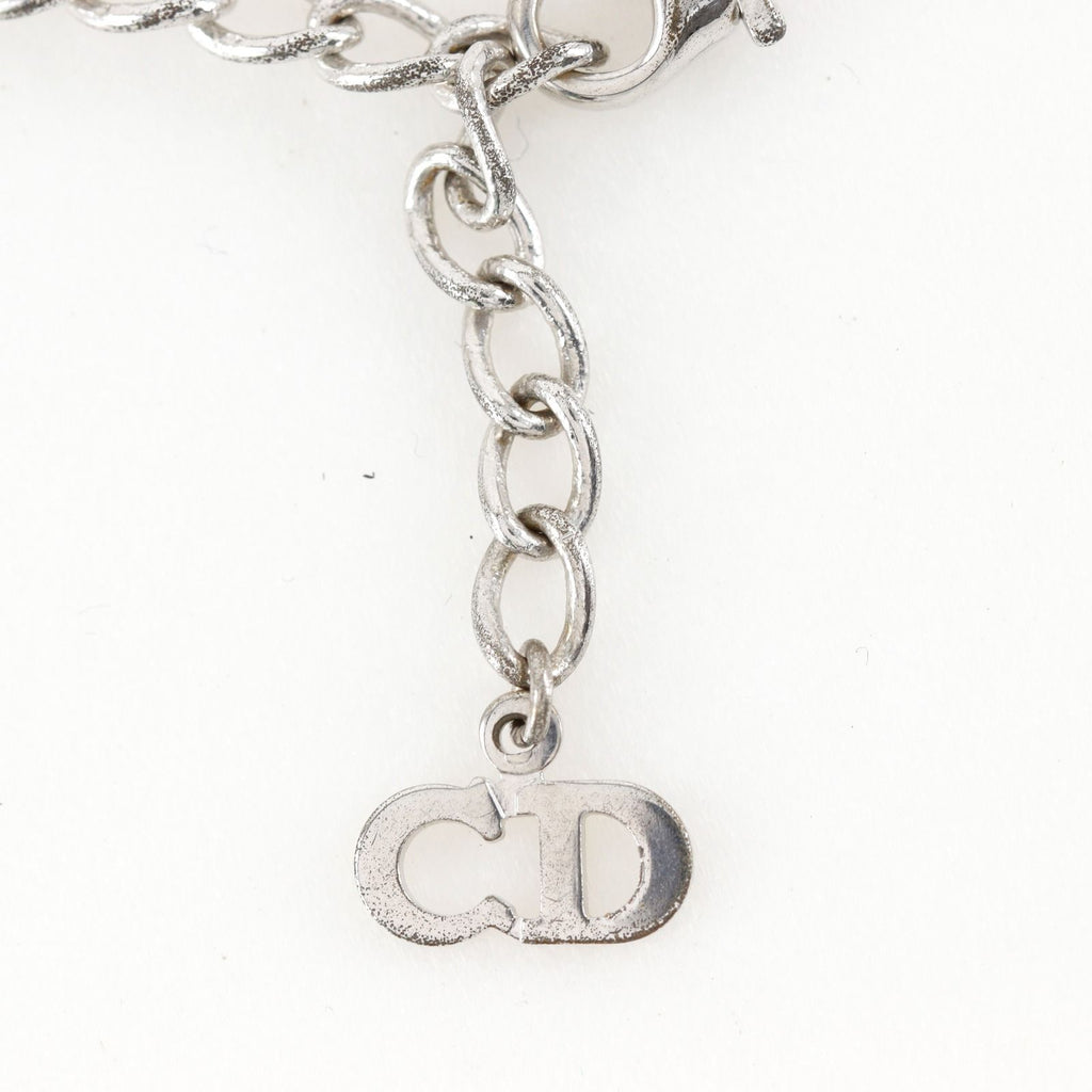Dior D Logo Metal Silver Necklace — view 4