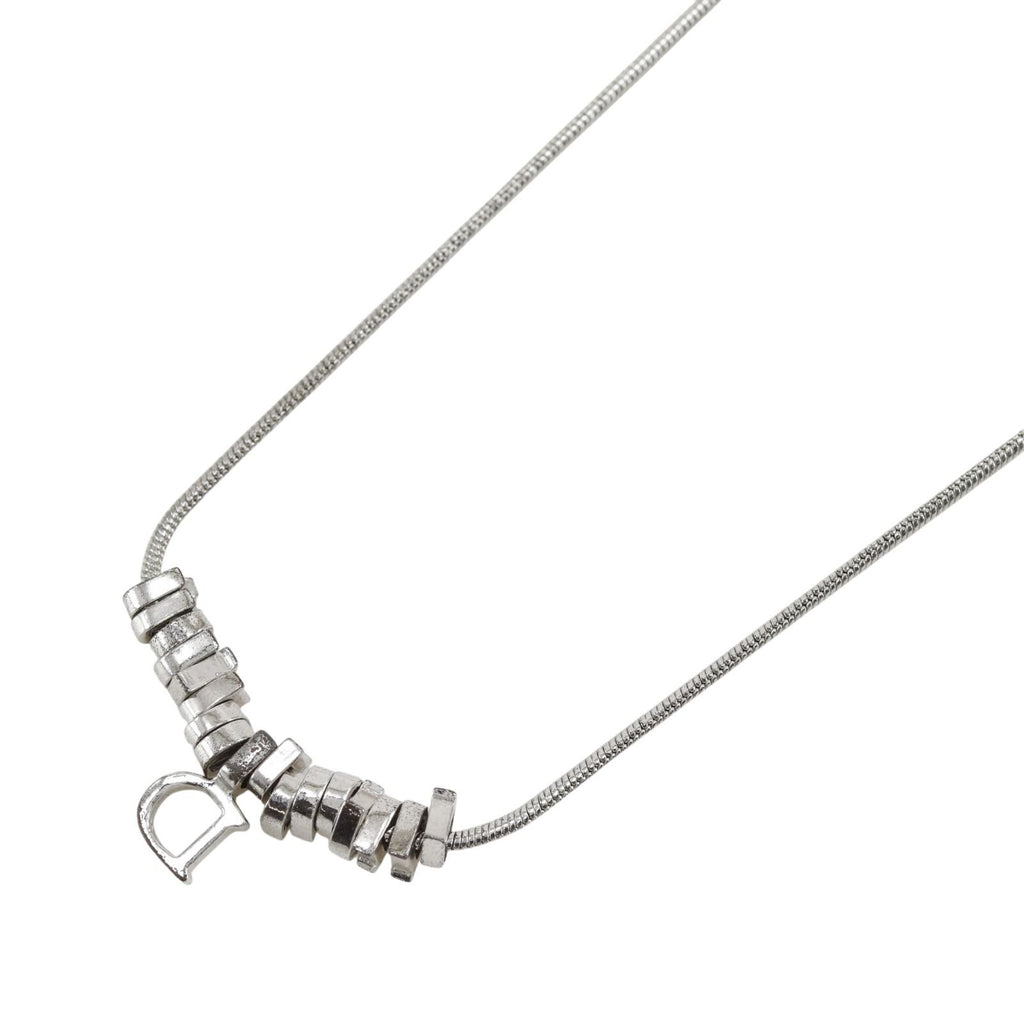 Dior D Logo Metal Silver Necklace — view 3