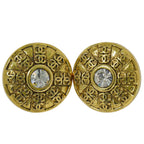 Chanel CC Logo Rhinestone Earrings Gold Plated