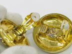 Chanel CC Logo Rhinestone Earrings Gold Plated — view 3