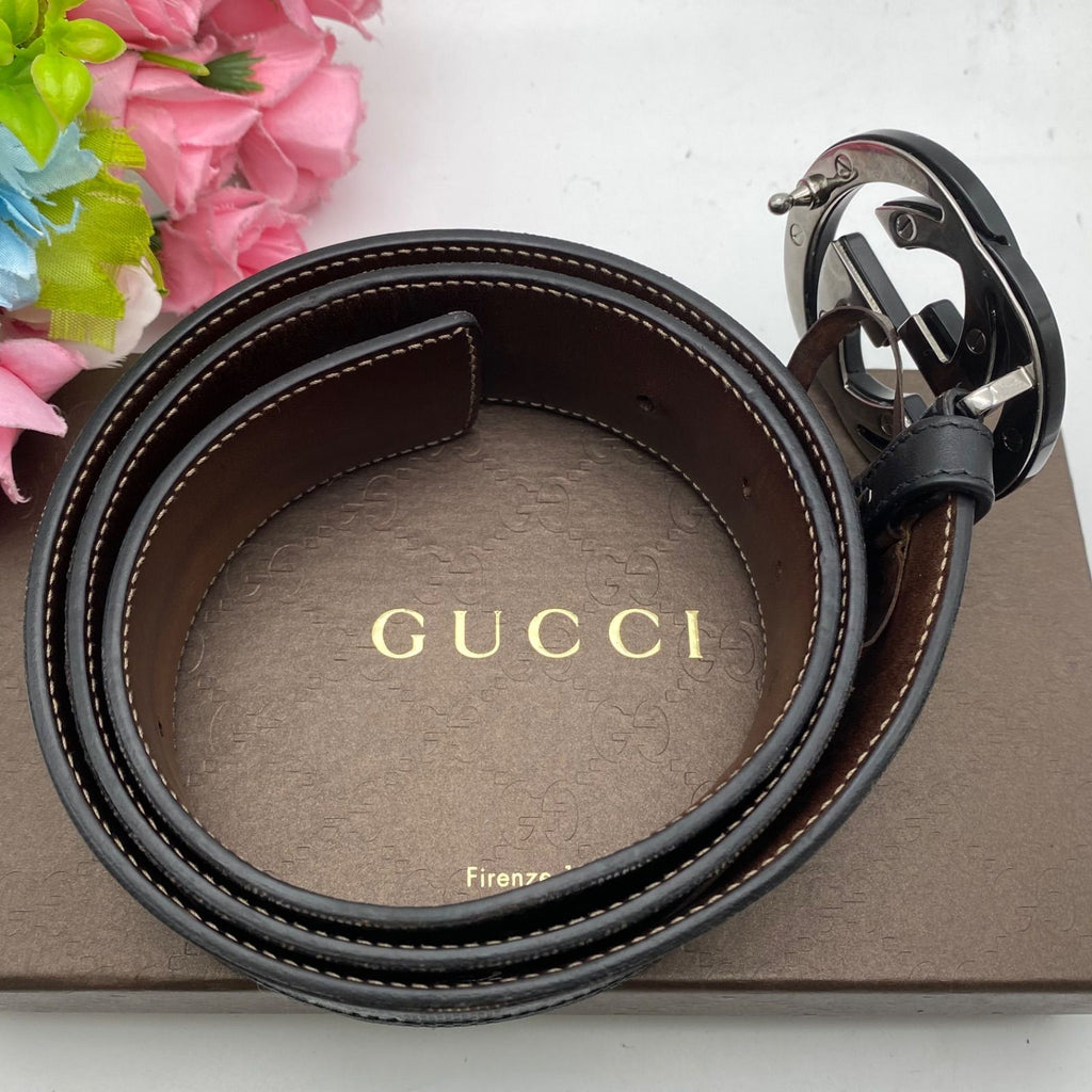 Gucci Leather Belt GG Marmont Supreme Black — view 4