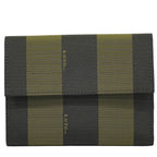 Fendi Pecan Trifold Wallet Compact Canvas Black Brown