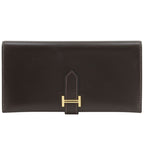 Hermes Bearn Box Calf Brown Gold Wallet