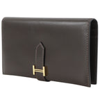 Hermes Bearn Box Calf Brown Gold Wallet — view 2