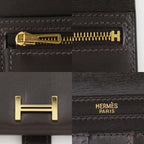 Hermes Bearn Box Calf Brown Gold Wallet — view 9