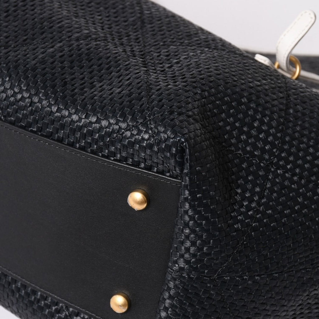 Chanel Maxi Shopping Bag Braided Raffia Effect Canvas CC Logo Gold Base — view 8