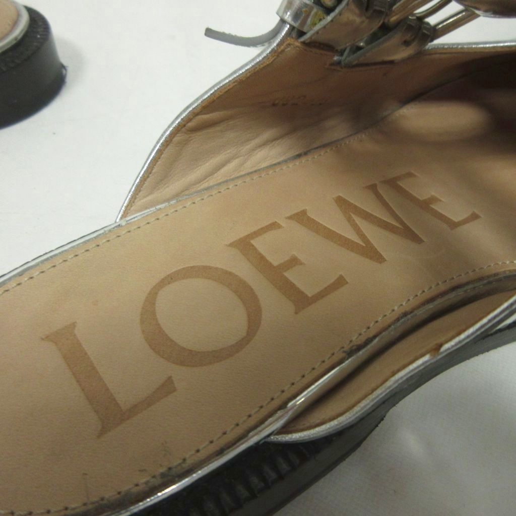 Loewe Campo Metallic Leather Mary Jane Sandals Round Toe 39 Cles — view 8