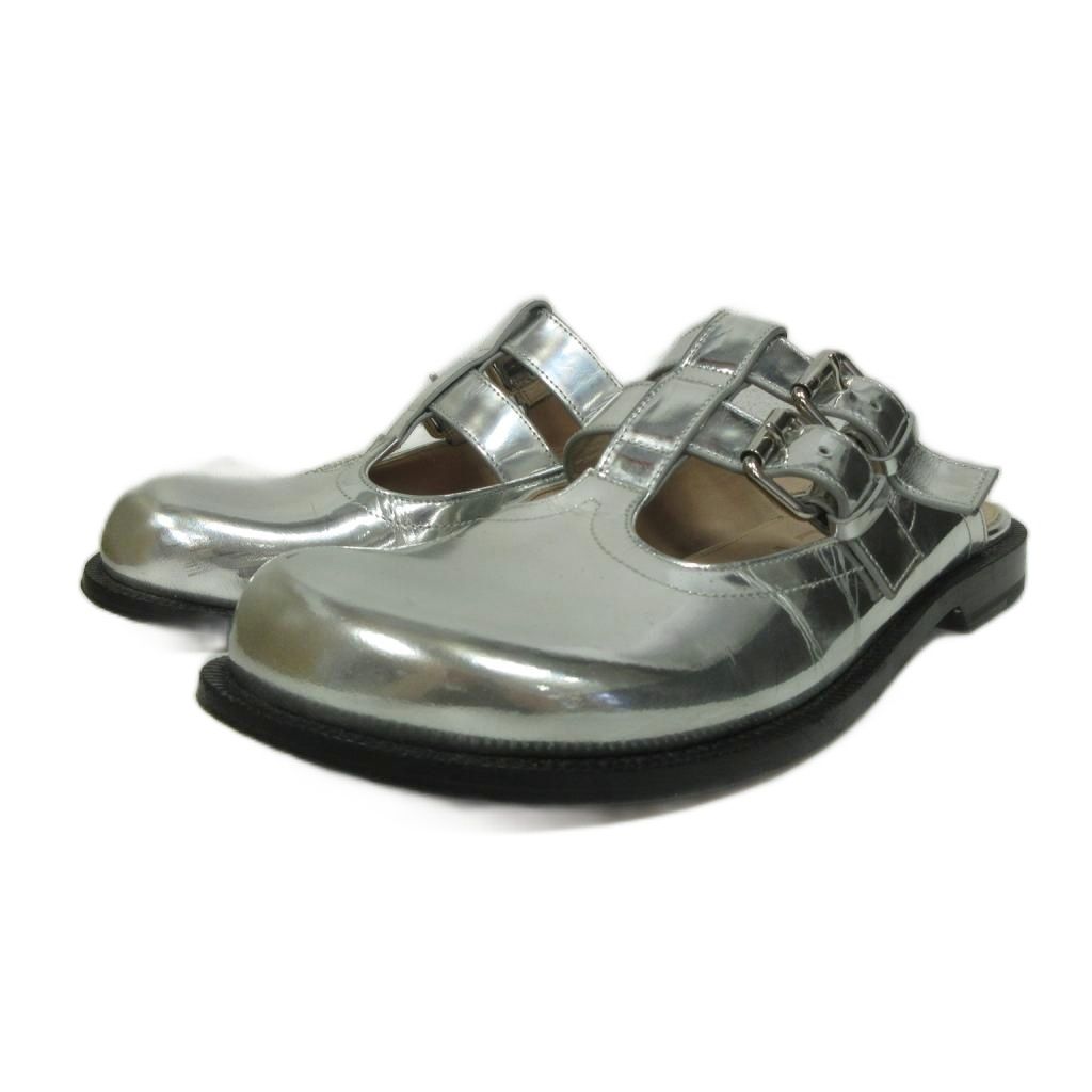 Loewe Campo Metallic Leather Mary Jane Sandals Round Toe 39 Cles