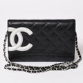Chanel Cambon Line Chain Wallet Shoulder Bag Black Silver