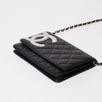Chanel Cambon Line Chain Wallet Shoulder Bag Black Silver — view 7
