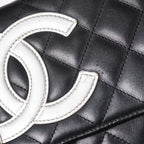 Chanel Cambon Line Chain Wallet Shoulder Bag Black Silver — view 6