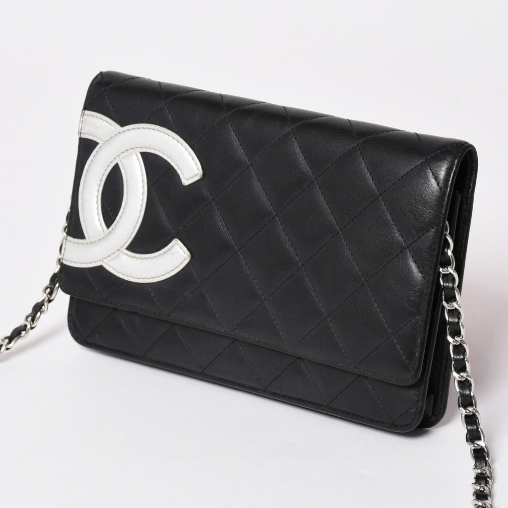 Chanel Cambon Line Chain Wallet Shoulder Bag Black Silver — view 3