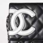 Chanel Cambon Line Chain Wallet Shoulder Bag Black Silver — view 5