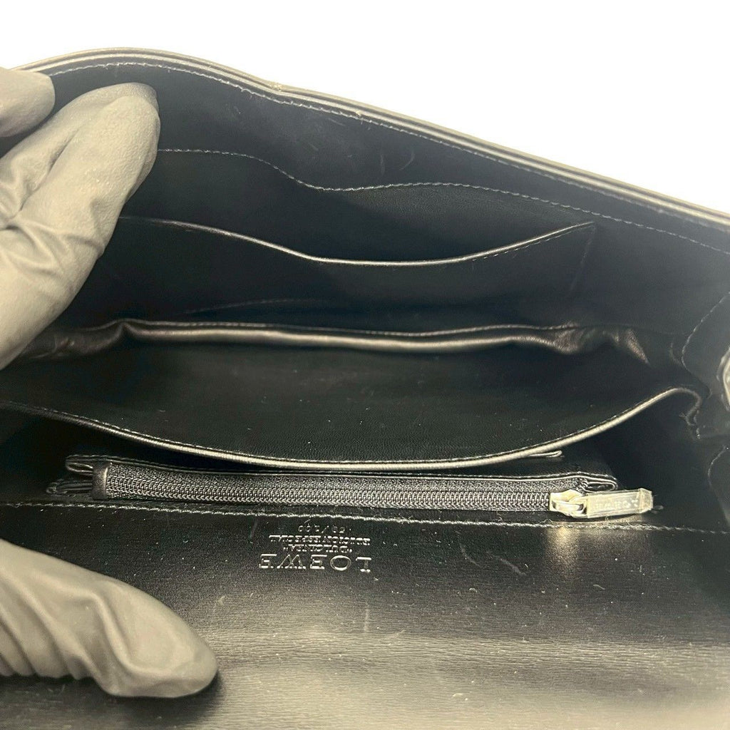 Loewe Logo Ring Leather Shoulder Bag Semi Black — view 9
