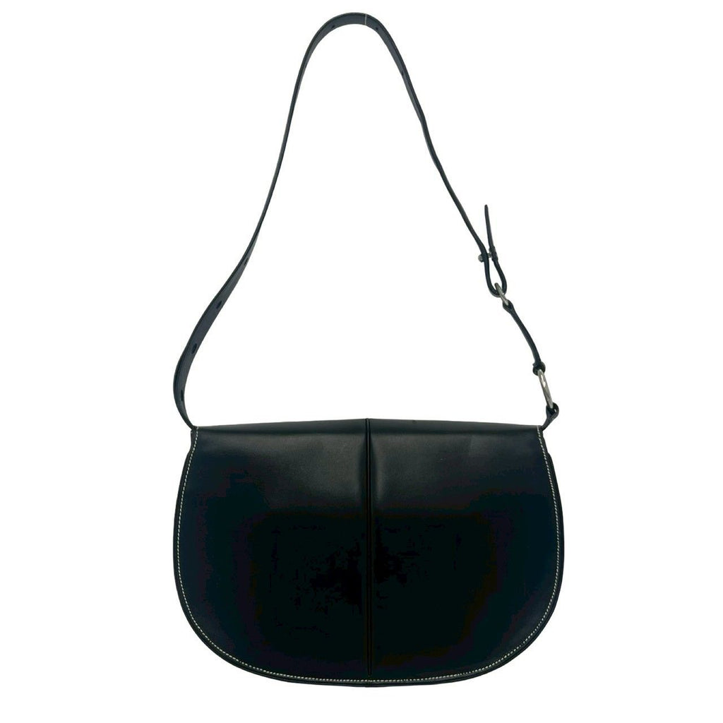 Loewe Logo Ring Leather Shoulder Bag Semi Black — view 3