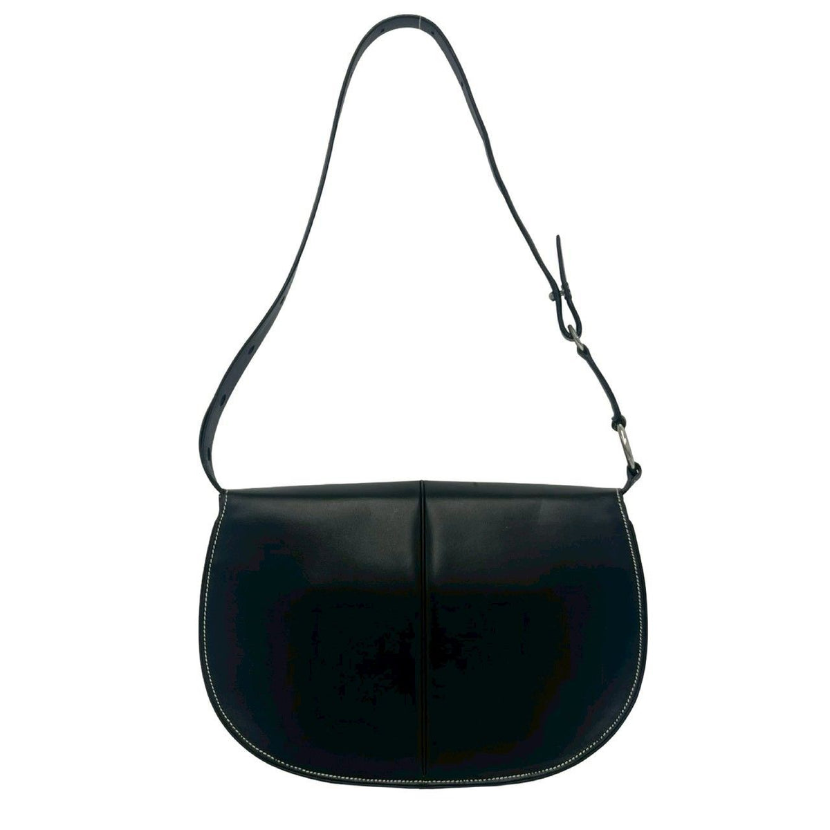Loewe Logo Ring Leather Shoulder Bag Semi Black — view 3