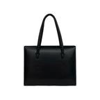 Loewe Vintage Logo Embossed Leather Boston Bag Tote Black — view 3